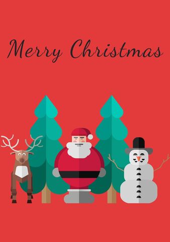 Festive Christmas Greeting with Santa, Snowman, and Reindeer - Download Free Stock Templates Pikwizard.com