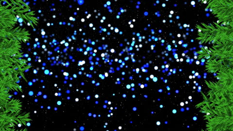 Festive Snowfall With Fir Tree Border on Starry Night