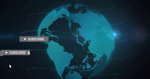 Futuristic Globe Interface with Data and Subscribe Icon