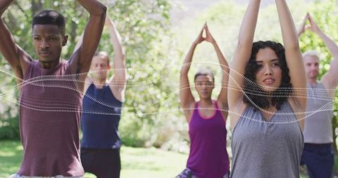 Group Yoga Exercise Outdoors Daylight