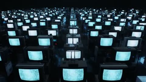 Monochrome CRT Monitors with Hypnotic Pulsating Visuals