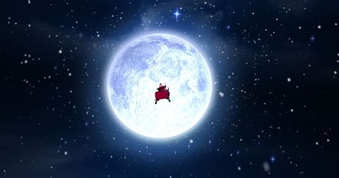 santa claus sleigh flying across bright full moon - Download Free Stock Images Pikwizard.com