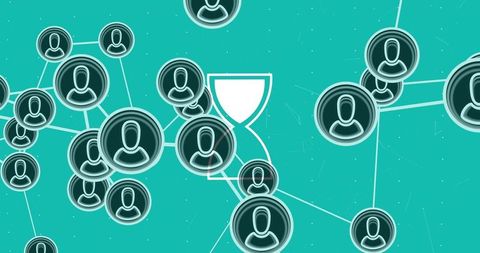 Connecting user network with hourglass representing waiting time and network latency