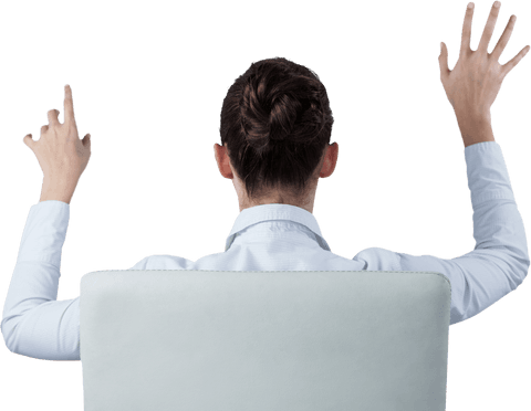 Businesswoman with Active Gestures on Transparent Background