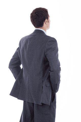 Transparent Back View Businessman Standing Confidently