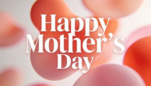 Happy Mother's Day Elegant Serif Typography with Floating Pink and Coral Orbs