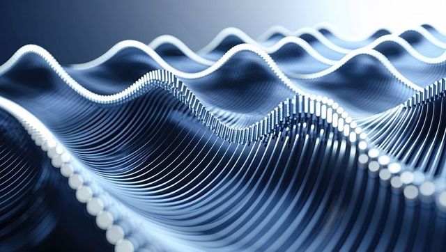 Futuristic Abstract Waves with Metallic Structure in Virtual Space