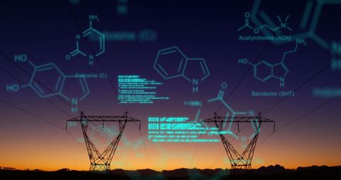 Digital Technology Merging with Energy Sector at Sunset - Download Free Stock Images Pikwizard.com