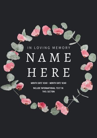 floral wreath memorial card template - Download Free Stock Templates Pikwizard.com