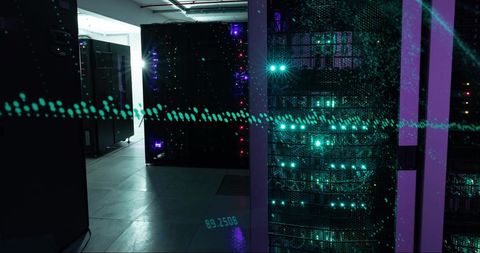 Digital Data Streams Flowing Over Server Racks in Data Center - Download Free Stock Images Pikwizard.com