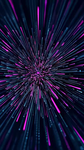 Pulsing Core Sending Neon Streaks Through Digital Tunnel Vertical Motion Loop