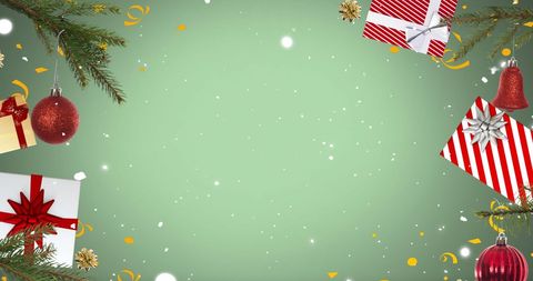 Festive Christmas Background with Decorations and Presents