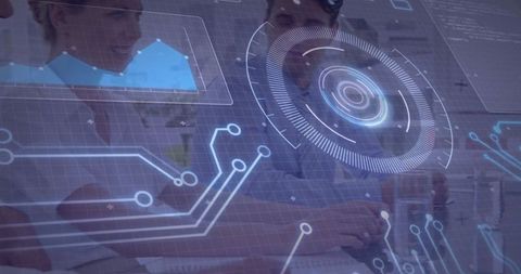 Team Collaborating on Data Analysis with Futuristic Digital Interface - Download Free Stock Images Pikwizard.com