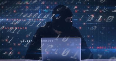 Cybercriminal with Laptop Surrounded by Digital Threats - Download Free Stock Images Pikwizard.com