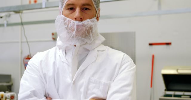 Portrait of Butcher in White Uniform and Hair Net - Download Free Stock Images Pikwizard.com