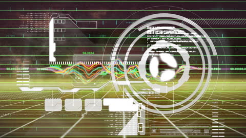 Futuristic Digital Data Interface with Holographic Display
