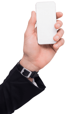 Businessman Hand Holding Mobile Transparent Background - Download Free Stock Videos Pikwizard.com