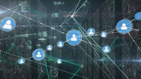 Abstract Networking Icons on Digital Circuit Board