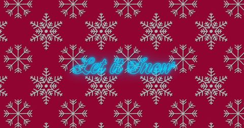 Festive Snowflake Pattern with Let it Snow Text on Red - Download Free Stock Images Pikwizard.com