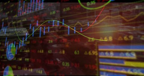 Financial Charts Showing Market Trends with Overlay Effects