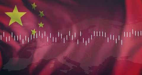 Financial Data Visualization Over Chinese Flag - Download Free Stock Images Pikwizard.com