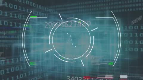 Futuristic Digital Interface with Rotating HUD Reticle