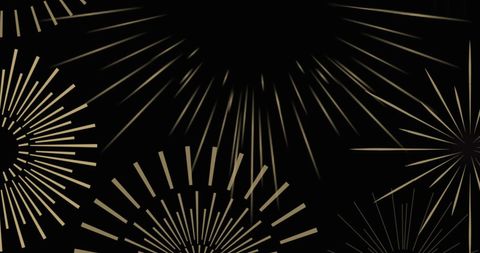 Elegant Gold Fireworks and Snowflakes on Black Background