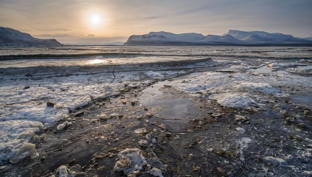 Melting Ice Sheets During Arctic Sunset