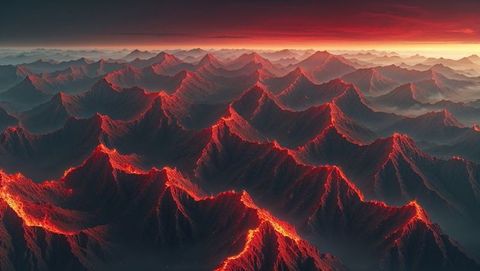 rugged volcanic landscape with lava fissures at sunset - Download Free Stock Images Pikwizard.com