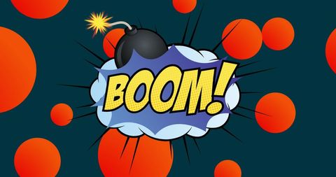 Retro Comic Boom with Explosive Theme and Abstract Circles