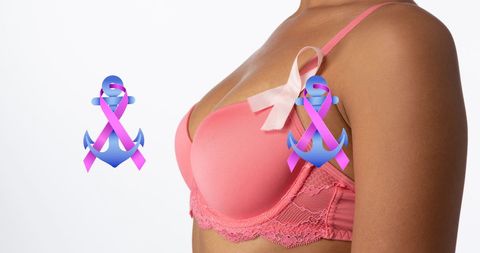 Breast Cancer Awareness Ribbon on Pink Bra