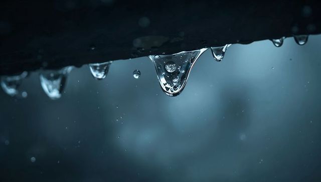 Crystal Droplets on Dark Beam Creating Elegant Minimalist Art