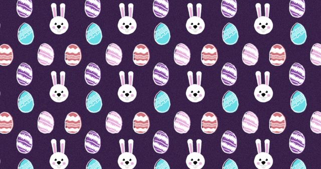 Seamless Loop Easter Pattern with Eggs and Bunnies on Purple - Download Free Stock Images Pikwizard.com