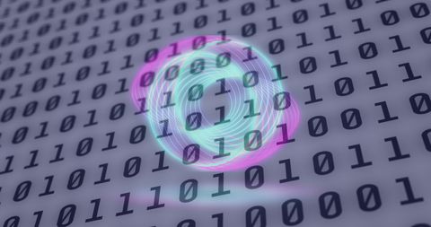 neon circles over binary code digital display - Download Free Stock Images Pikwizard.com