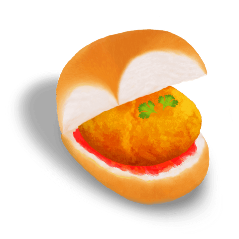 Transparent vector illustration of vada pav with spicy elements