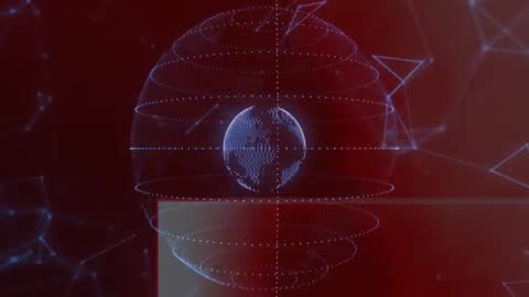 Futuristic Digital Globe with Network Connections on Red Background