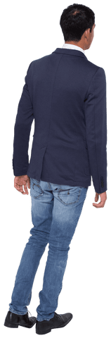 Back View of Biracial Businessman Walking Transparent Background