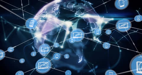 Global Digital Networking Overlaps Interactive World Map