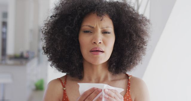 Woman Sneezing at Home During Allergy Season - Download Free Stock Images Pikwizard.com