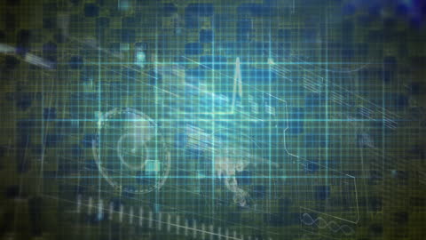 Digital Data Processing Interface with Futuristic Grid