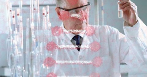 Senior Scientist Analyzing Solution with Modern Lab Equipment