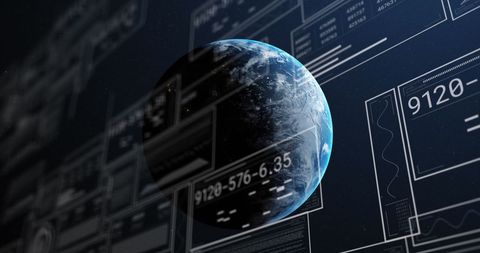 digital data visualizations overlaying earth from space - Download Free Stock Images Pikwizard.com