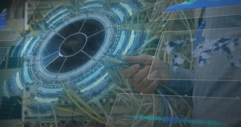 Technician Analyzing Data Network in Server Room