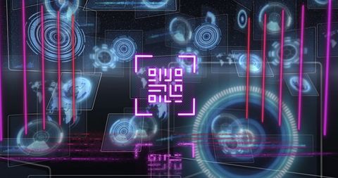 futuristic qr code and data processing interface - Download Free Stock Images Pikwizard.com