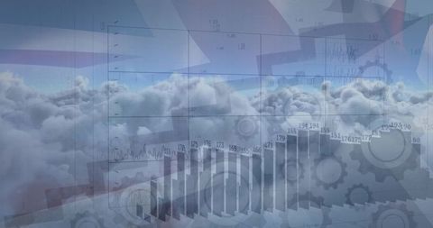 Financial Growth and Economic Data Over UK Flag and Clouds - Download Free Stock Images Pikwizard.com