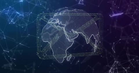 Digital earth with particle frame in abstract network