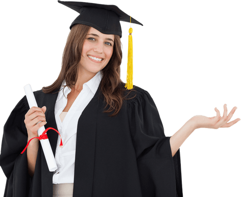 Happy Graduate Celebrating Achievement in Transparent Background