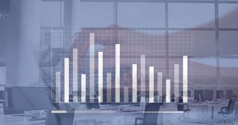 Hand Typing with Transparent Statistical Graph Overlay in Modern Office - Download Free Stock Images Pikwizard.com