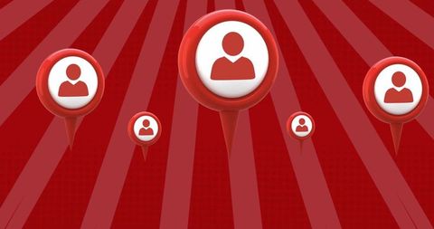 Animated Red Person Icons on Dynamic Striped Background