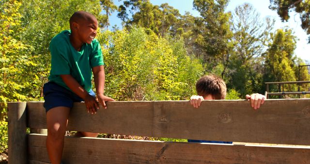 Children Enjoying Playful Outdoor Adventure - Download Free Stock Images Pikwizard.com